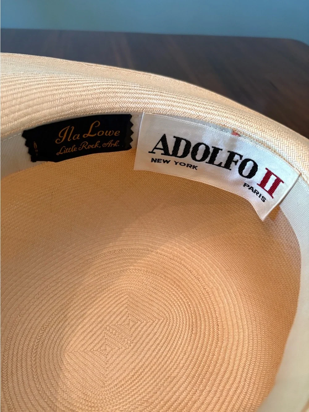 Vintage Adolfo II Straw Sun Hat Wide Brim 1970s Derby Garden Hat